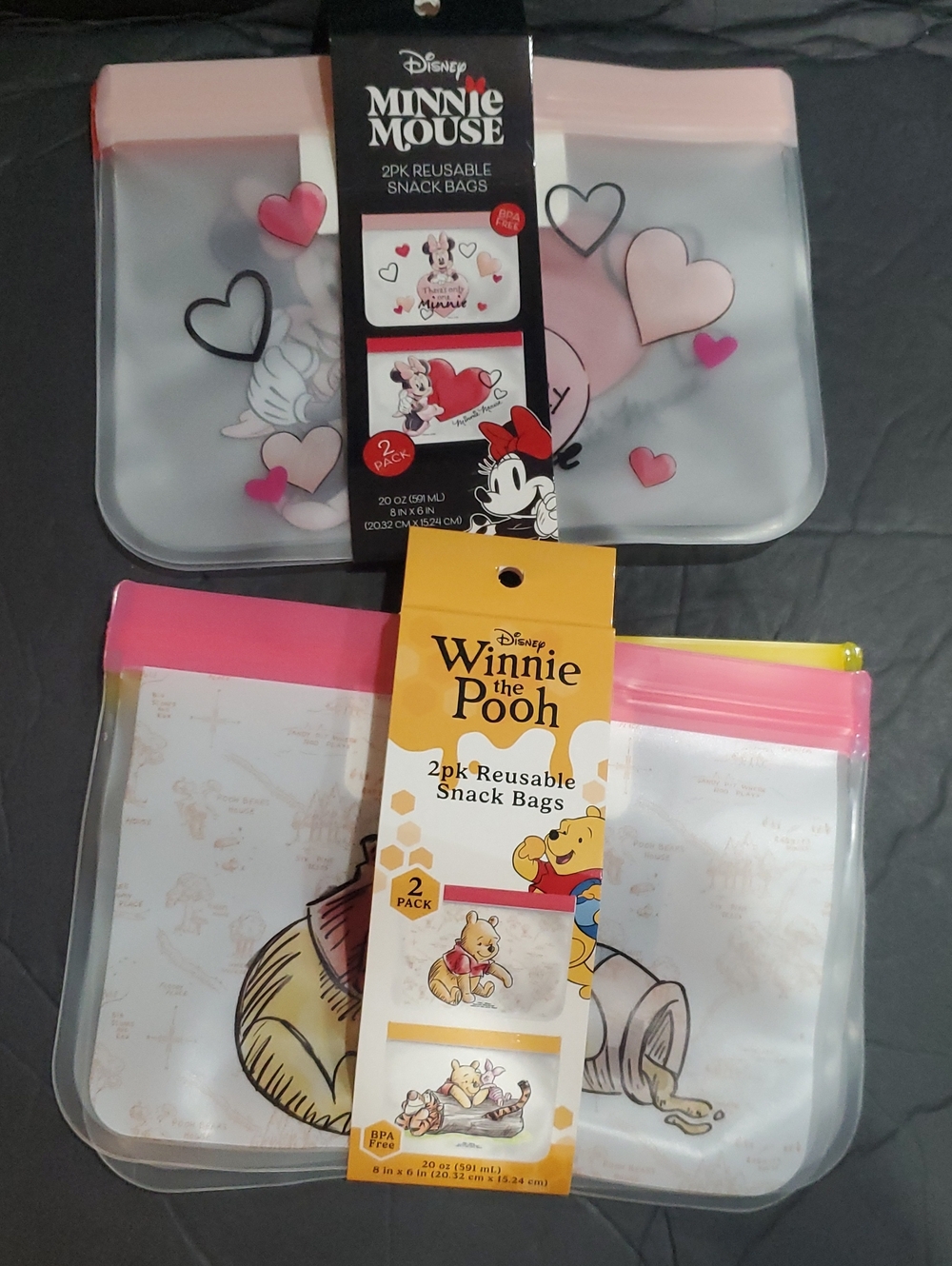 4piece Disney childhood character reusable snack bag brand new